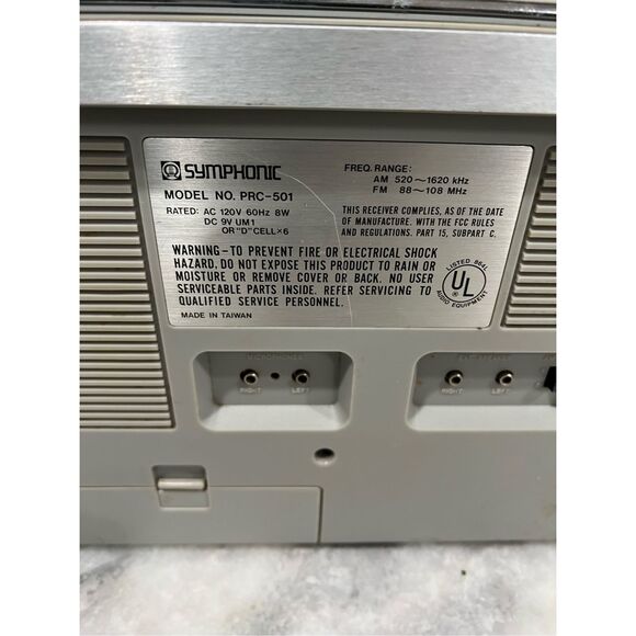 Vintage Symphonic PRC-501 AM/FM Cassette Boombox Radio Recorder - Works - Picture 2 of 10
